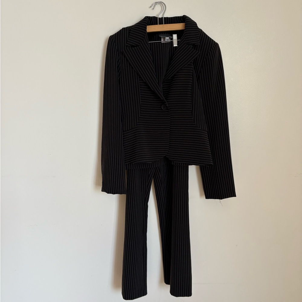 Black 3 Piece Pinstripe Suit